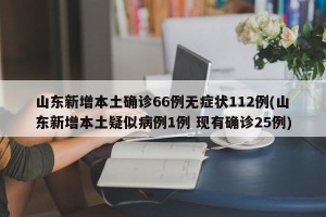山东新增本土确诊66例无症状112例(山东新增本土疑似病例1例 现有确诊25例)